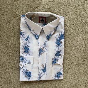 NIP Vintage Mens Chute #1 Floral Design with Pearl Snap Long Sleeve Shirt